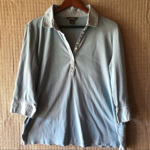 Eddie Bauer 3/4 Sleeve Dusty Blue Tee XXL